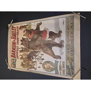 Vintage Barnum Bailey Greatest Show on Earth Circus Poster Featuring Bears